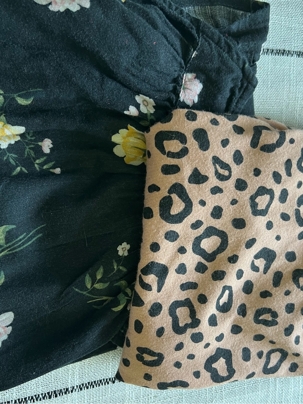 girls Cat & Jack Black Floral and Tan Leopard Print Mini dress (Set)